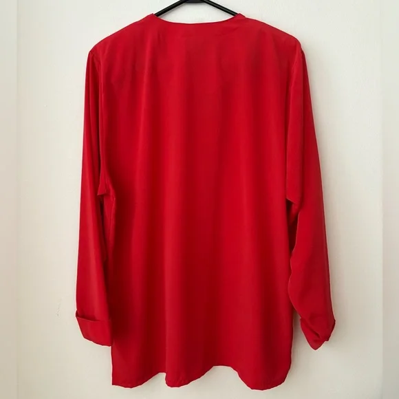 Red Button-Up Women's Top - Picture 3 of 3